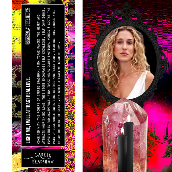 healing candle: pink topaz / carrie bradshaw